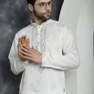 men's embroidered kurtas ( ko 5045white )