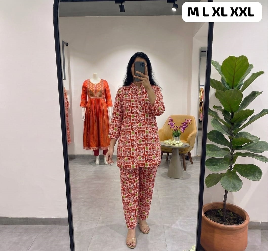premium pure cotton printed co ord set for women | stylish kurti & pant set | soft & comfortable daily wear premium pure cotton printed co ord set for women | stylish kurti & pant set | soft & comfortable daily wear