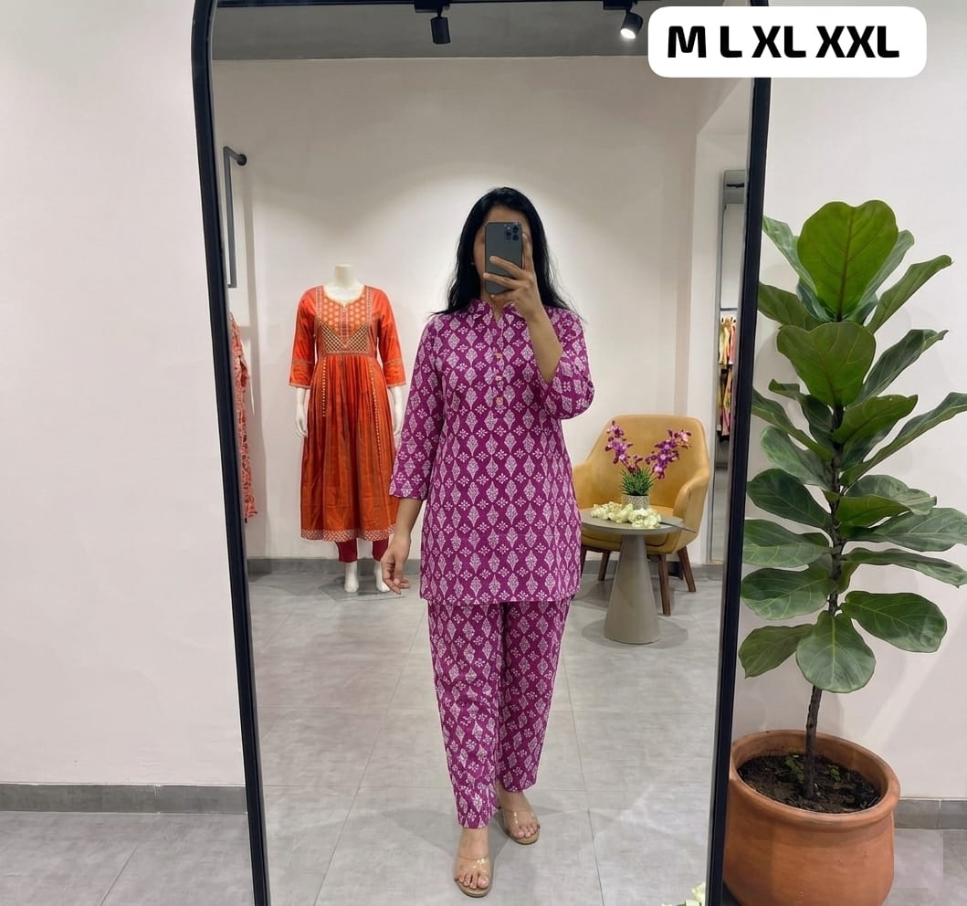 premium pure cotton printed co ord set for women | stylish kurti & pant set | soft & comfortable daily wear premium pure cotton printed co ord set for women | stylish kurti & pant set | soft & comfortable daily wear