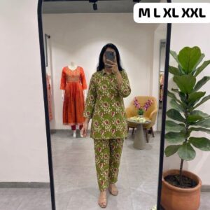 premium pure cotton printed co ord set for women | stylish kurti & pant set | soft & comfortable daily wear
