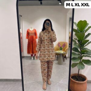 premium pure cotton printed co ord set for women | stylish kurti & pant set | soft & comfortable daily wear