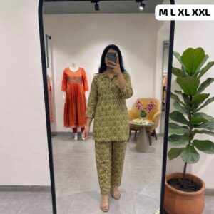 premium pure cotton printed co ord set for women | stylish kurti & pant set | soft & comfortable daily wear