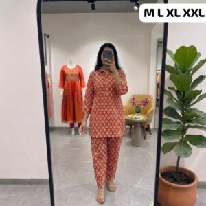 premium pure cotton printed co ord set for women | stylish kurti & pant set | soft & comfortable daily wear