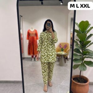 premium pure cotton printed co ord set for women | stylish kurti & pant set | soft & comfortable daily wear