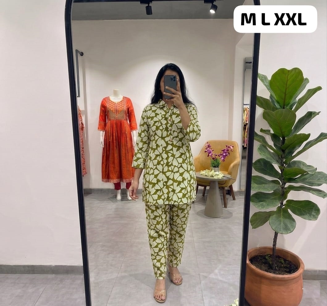 premium pure cotton printed co ord set for women | stylish kurti & pant set | soft & comfortable daily wear premium pure cotton printed co ord set for women | stylish kurti & pant set | soft & comfortable daily wear