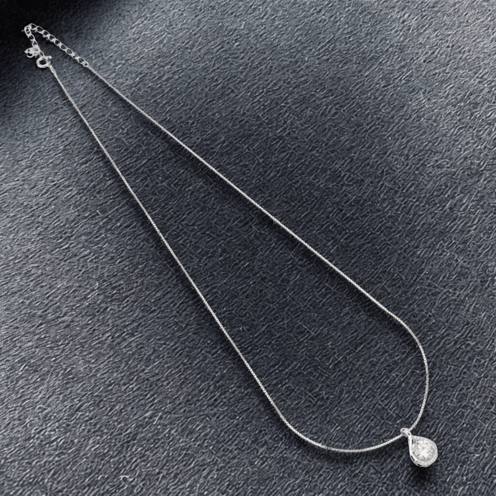 agor 925 silver dewdrop pendent chain necklace with adjustable closure rhodium finish perfect jewellery gift 1 agor 925 silver dewdrop pendent chain necklace with adjustable closure rhodium finish perfect jewellery gift 1