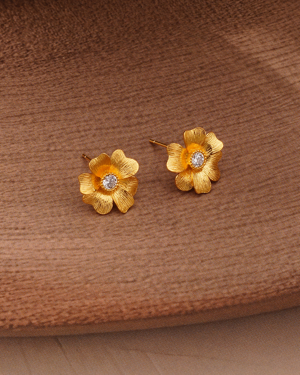 agor 925 silver gold plated bloomed flower stud earrings with cz center 1 agor 925 silver gold plated bloomed flower stud earrings with cz center 1