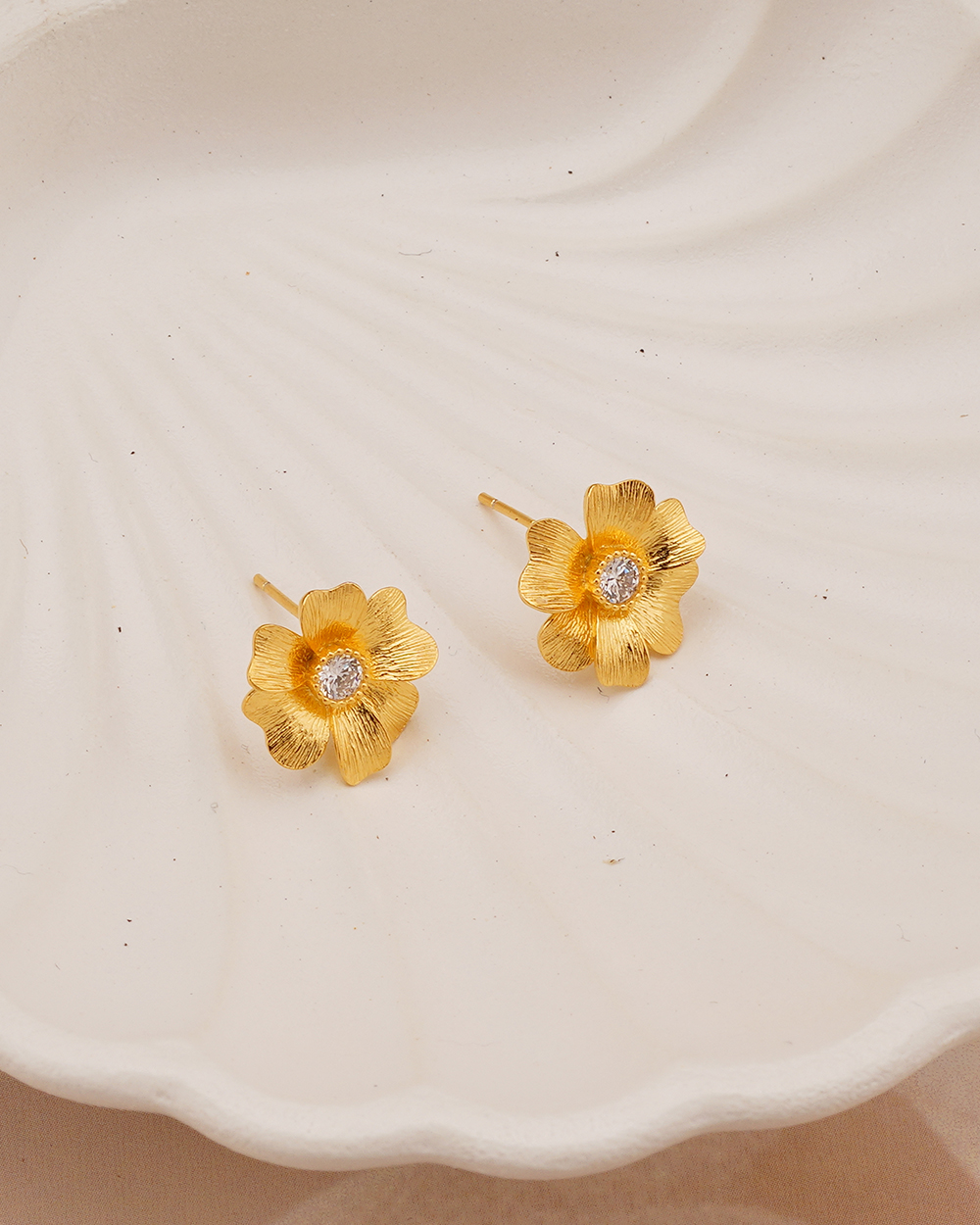 agor 925 silver gold plated bloomed flower stud earrings with cz center 2 agor 925 silver gold plated bloomed flower stud earrings with cz center 2