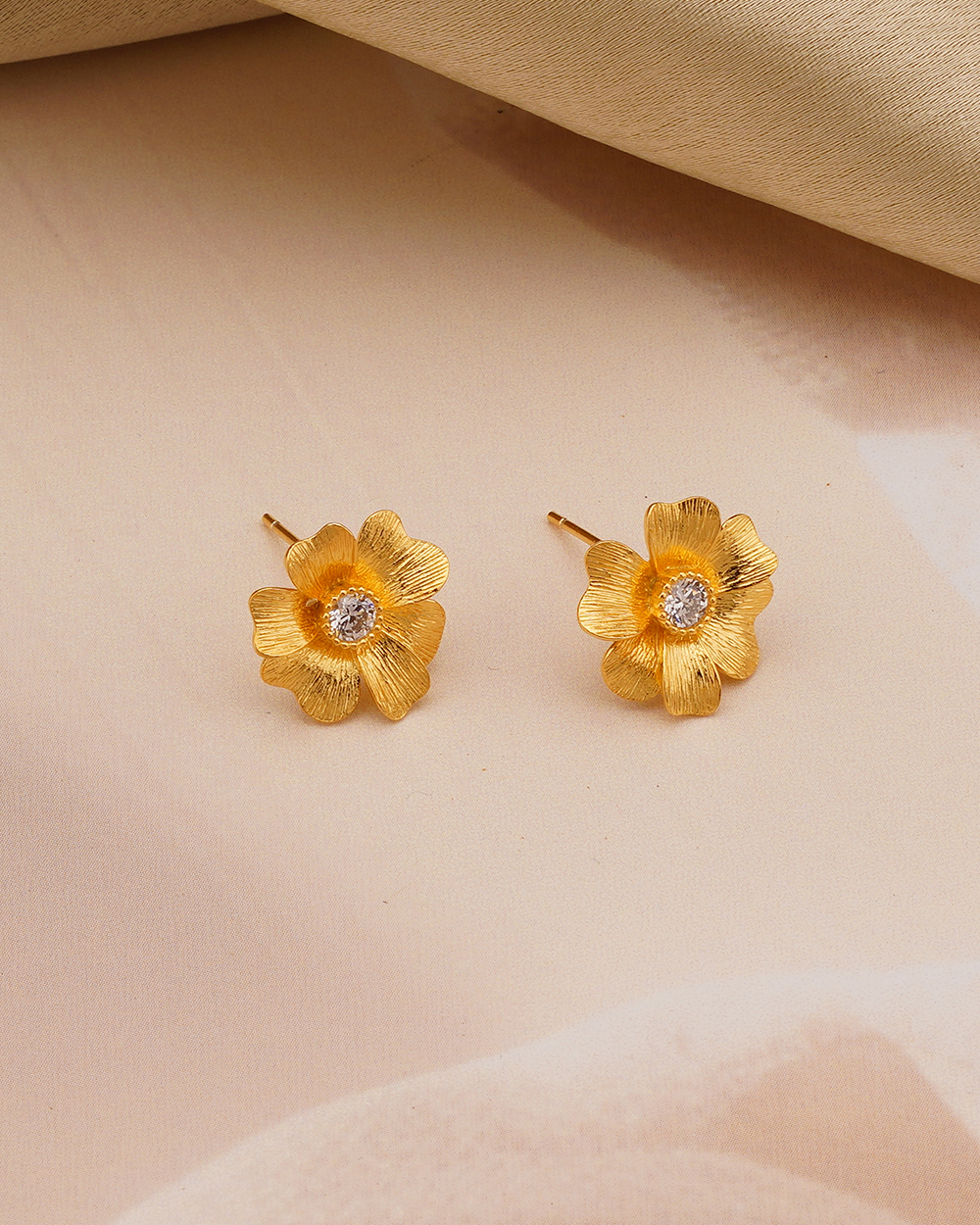 agor 925 silver gold plated bloomed flower stud earrings with cz center 4 agor 925 silver gold plated bloomed flower stud earrings with cz center 4