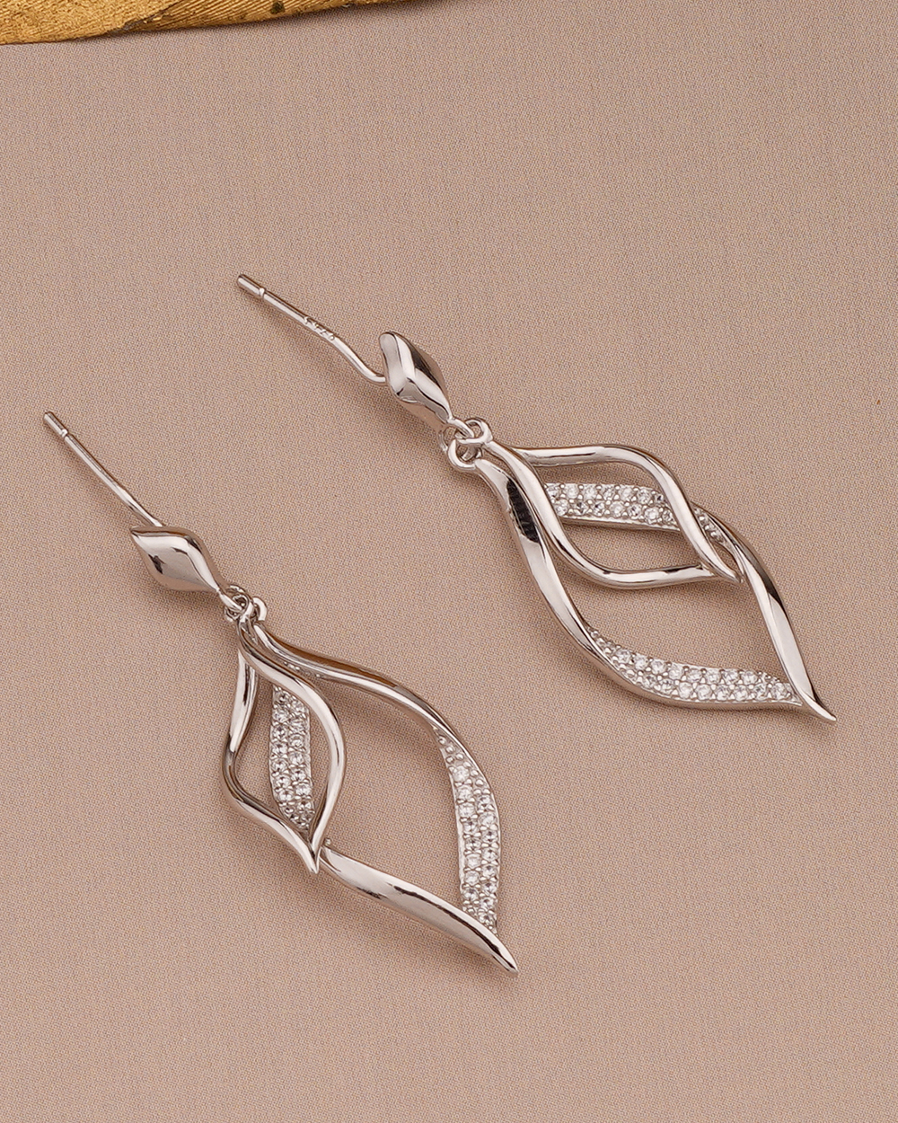 agor 925 silver layered twist leaf cz drop earrings agor 925 silver layered twist leaf cz drop earrings