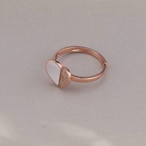 agor 925 silver rose gold heart ring dual tone enamel cz adjustable design 1