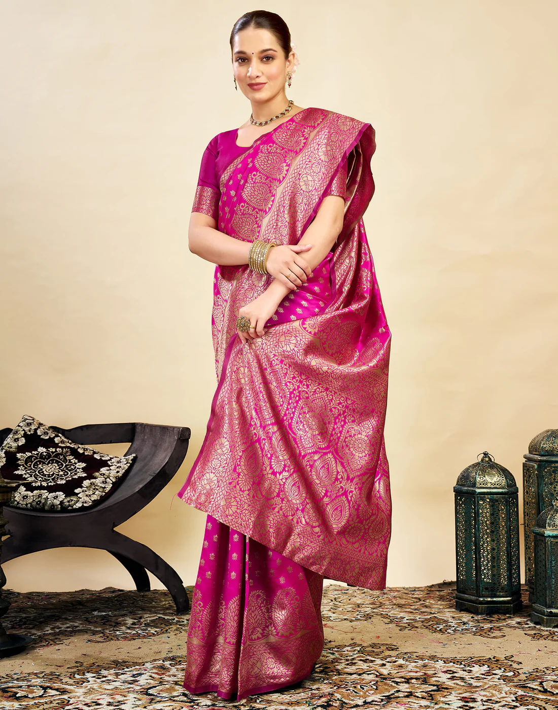 axonit womens silk blend banarasi jacquard classic motif design saree with unstitched blouse piece pink 3 axonit womens silk blend banarasi jacquard classic motif design saree with unstitched blouse piece pink 3