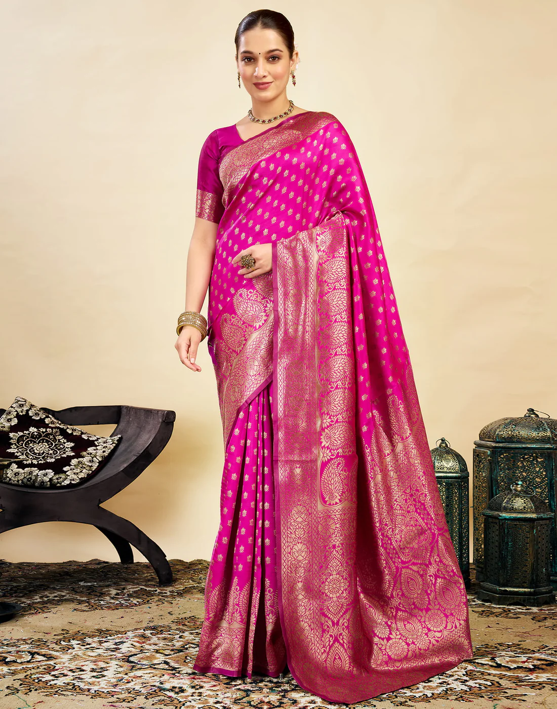 axonit womens silk blend banarasi jacquard classic motif design saree with unstitched blouse piece pink 4 axonit womens silk blend banarasi jacquard classic motif design saree with unstitched blouse piece pink 4