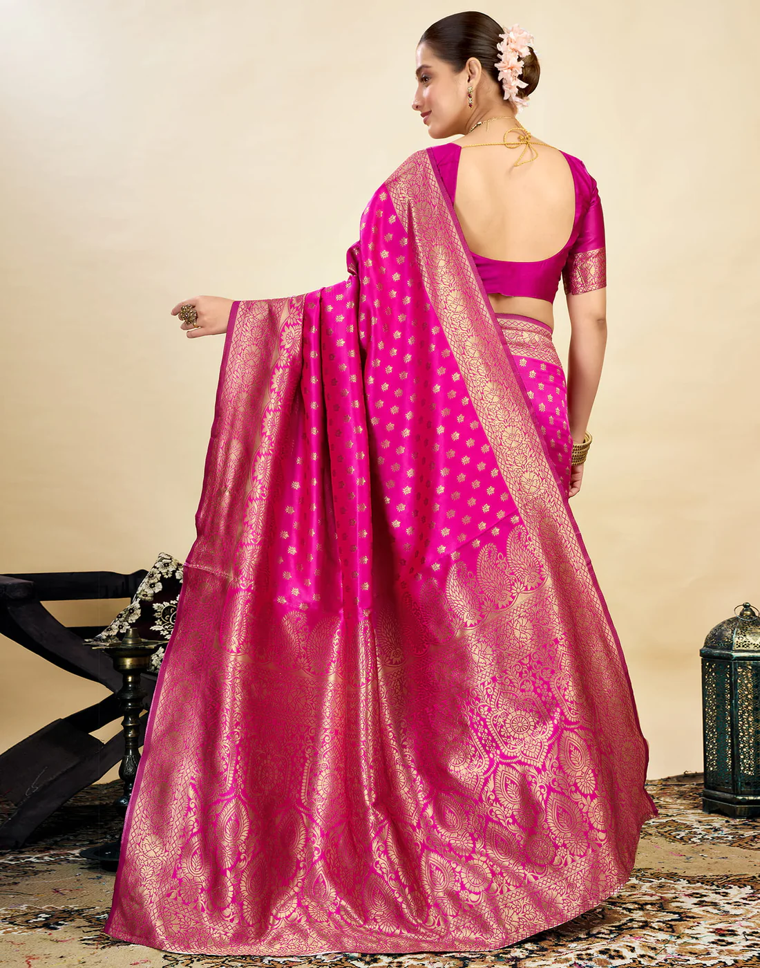 axonit womens silk blend banarasi jacquard classic motif design saree with unstitched blouse piece pink 5 axonit womens silk blend banarasi jacquard classic motif design saree with unstitched blouse piece pink 5