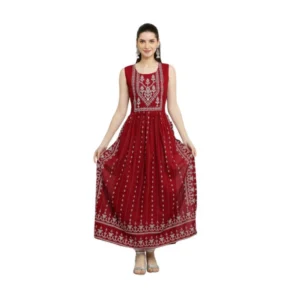 pid 63372 women s casual rayon 3 4th sleeves kurti maroon 1 1000x1000 1.webp