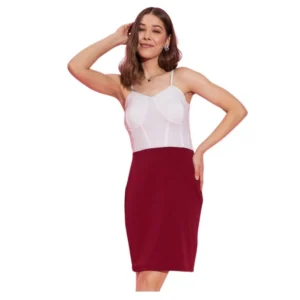 pid 65372 women s polyester lycra color blocking shoulder straps dress white maroon 1 1000x1000 1.webp