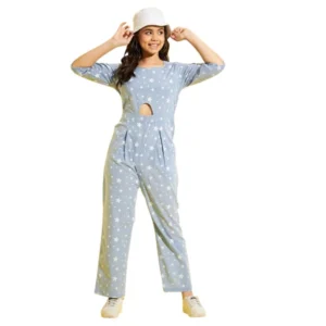 pid 65403 women s cotton printed 3 4th sleeve girl s jumpsuit blue white 1 1000x1000 1.webp