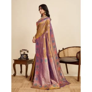 Generic Women's Faux_Banarasi_Silk Woven Saree With Unstitched Blouse 5.5Mtr (Mustard)