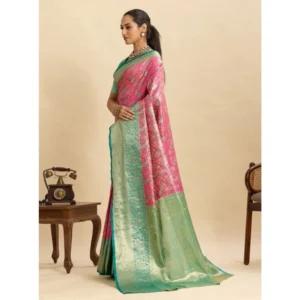 Generic Women's Faux_Banarasi_Silk Woven Saree With Unstitched Blouse 5.5Mtr (Pink)