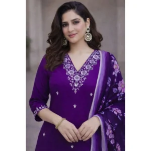 pid 65971 women s chanderi silk ethnic motif v neck three quarter sleeve kurti with pant dupatta se 1000x1000 1.webp