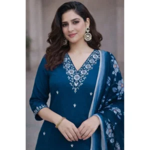 pid 65972 women s chanderi silk ethnic motif v neck three quarter sleeve kurti with pant dupatta se 1000x1000 1.webp