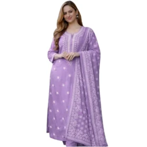 pid 65974 women s chanderi silk ethnic motif notch three quarter sleeve kurti with pant dupatta set 1000x1000 1.webp