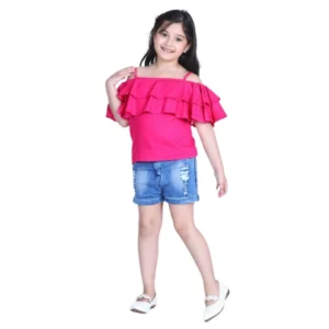 pid 66157 girl s cold shoulder top with shorts fuchsia blue 1 1000x1000 1.webp