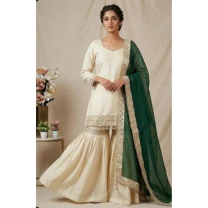 pid 66483 women s silk embroidered 3 4th sleeve round kurti with palazzo and dupatta set cream 1 1000x1000 1.webp