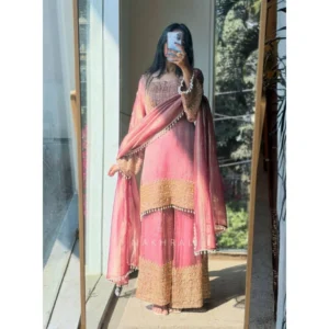 pid 66503 women s silk embroidered 3 4th sleeve round kurti with sarara and dupatta set pink 1 1000x1000 1.webp
