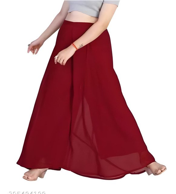 pid 67537 women s pack of 1 georgette solid flared palazzo with elastic waist maroon 4.jpg pid 67537 women s pack of 1 georgette solid flared palazzo with elastic waist maroon 4.jpg