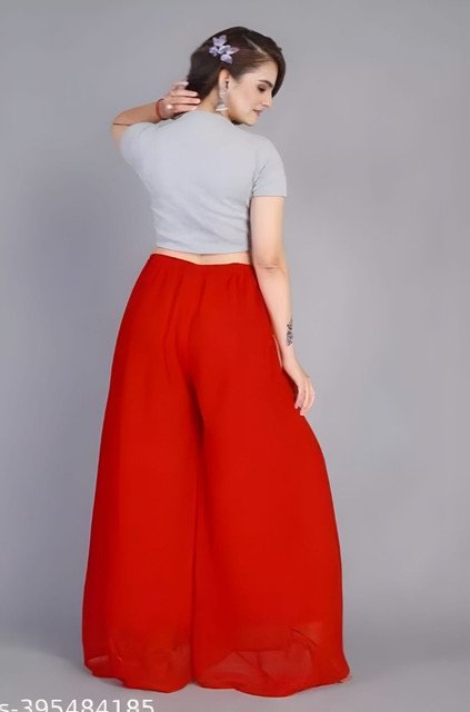 pid 67539 women s pack of 1 georgette solid flared palazzo with elastic waist red 3.jpg pid 67539 women s pack of 1 georgette solid flared palazzo with elastic waist red 3.jpg