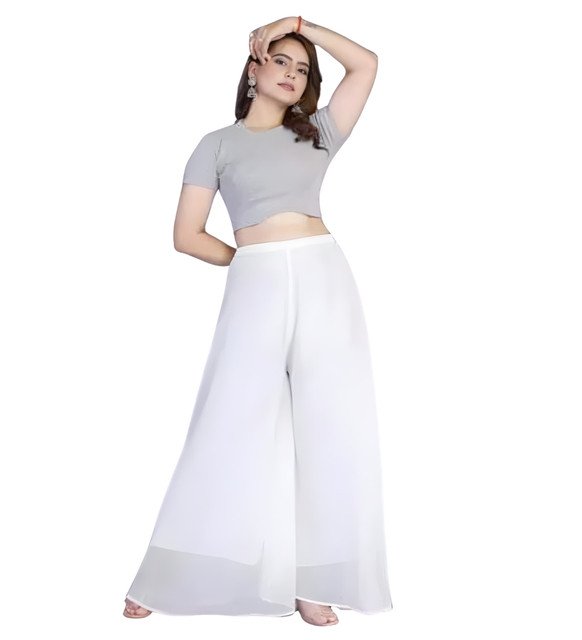 pid 67540 women s pack of 1 georgette solid flared palazzo with elastic waist white 2.jpg pid 67540 women s pack of 1 georgette solid flared palazzo with elastic waist white 2.jpg