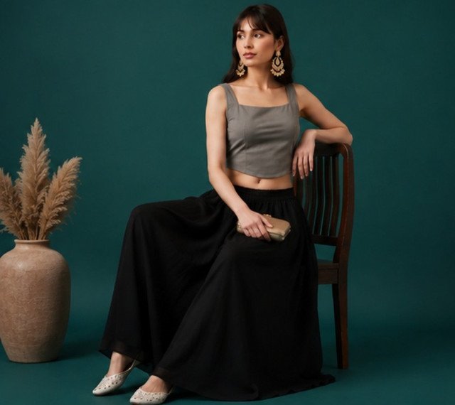 pid 67551 women s georgette solid mid rise flared wide leg palazzo pants with elastic waist black 2.jpg pid 67551 women s georgette solid mid rise flared wide leg palazzo pants with elastic waist black 2.jpg