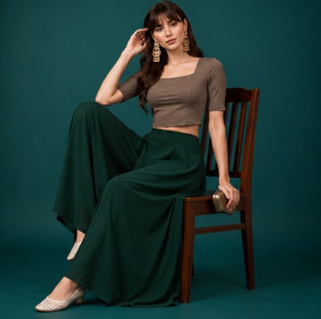 pid 67554 women s georgette solid mid rise flared wide leg palazzo pants with elastic waist green 2.jpg pid 67554 women s georgette solid mid rise flared wide leg palazzo pants with elastic waist green 2.jpg