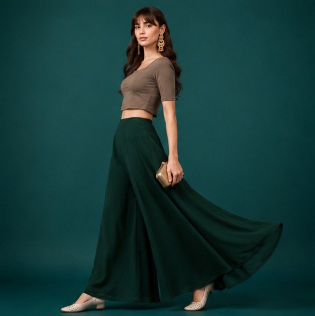 pid 67554 women s georgette solid mid rise flared wide leg palazzo pants with elastic waist green 3.jpg pid 67554 women s georgette solid mid rise flared wide leg palazzo pants with elastic waist green 3.jpg