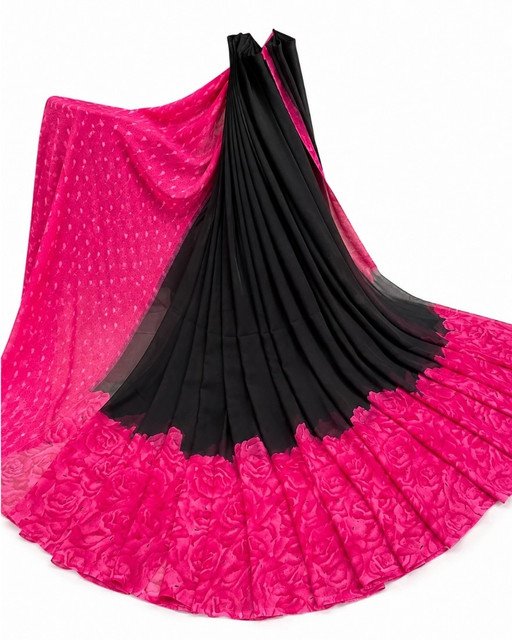 pid 67562 women s georgette printed saree with unstitched blouse 5 5 mtr black pink 1.jpg pid 67562 women s georgette printed saree with unstitched blouse 5 5 mtr black pink 1.jpg