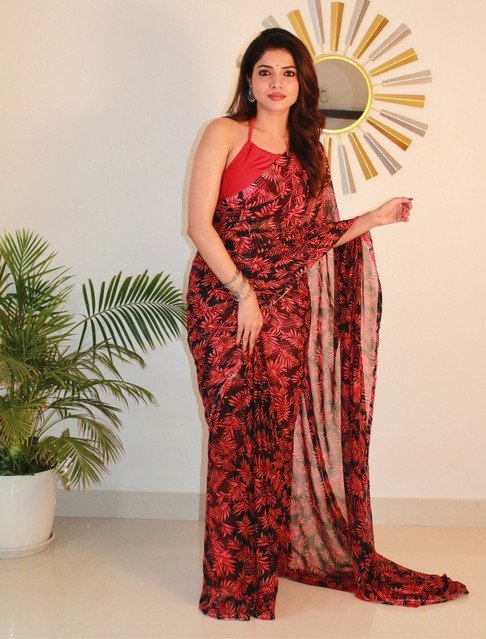 pid 67566 women s georgette floral printed saree with unstitched blouse 5 5 mtr black red 1.jpg pid 67566 women s georgette floral printed saree with unstitched blouse 5 5 mtr black red 1.jpg