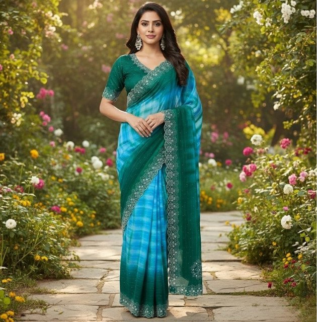 pid 67618 women s georgette striped saree with unstitched blouse 5 5 mtr green 1.jpg pid 67618 women s georgette striped saree with unstitched blouse 5 5 mtr green 1.jpg