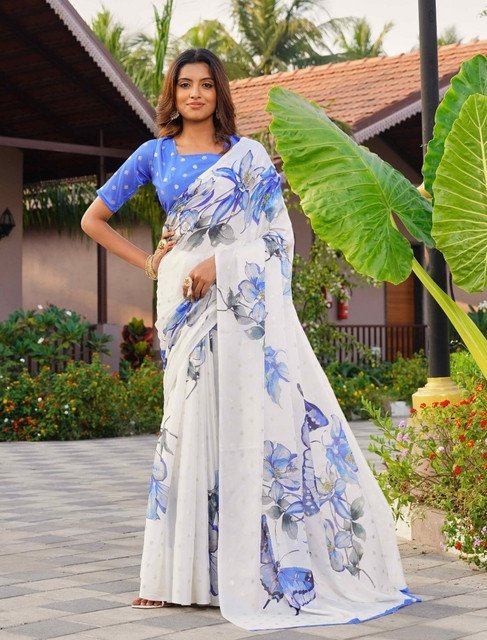 pid 67621 women s georgette floral printed saree with unstitched blouse 5 5 mtr off white blue 1.jpg pid 67621 women s georgette floral printed saree with unstitched blouse 5 5 mtr off white blue 1.jpg