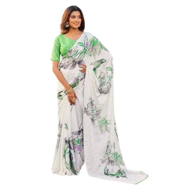 pid 67622 women s georgette floral printed saree with unstitched blouse 5 5 mtr off white green 2.jpg pid 67622 women s georgette floral printed saree with unstitched blouse 5 5 mtr off white green 2.jpg