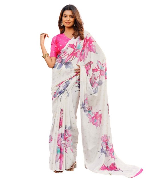 pid 67624 women s georgette floral printed saree with unstitched blouse 5 5 mtr off white pink 2.jpg pid 67624 women s georgette floral printed saree with unstitched blouse 5 5 mtr off white pink 2.jpg