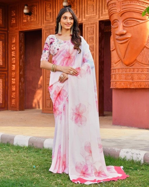 pid 67625 women s georgette floral printed saree with unstitched blouse 5 5 mtr off white pink 1.jpg pid 67625 women s georgette floral printed saree with unstitched blouse 5 5 mtr off white pink 1.jpg