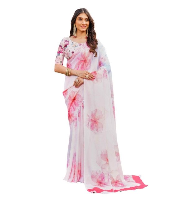 pid 67625 women s georgette floral printed saree with unstitched blouse 5 5 mtr off white pink 2.jpg pid 67625 women s georgette floral printed saree with unstitched blouse 5 5 mtr off white pink 2.jpg