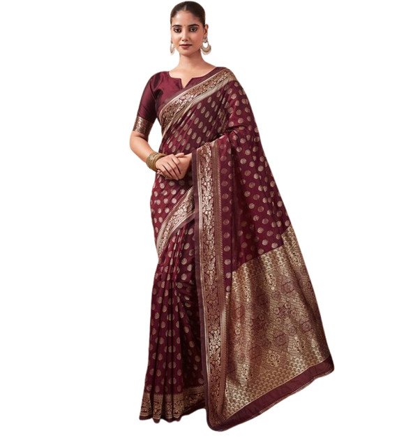 pid 67633 women s jacquard printed saree with unstitched blouse 5 5 mtr brown 2.jpg pid 67633 women s jacquard printed saree with unstitched blouse 5 5 mtr brown 2.jpg