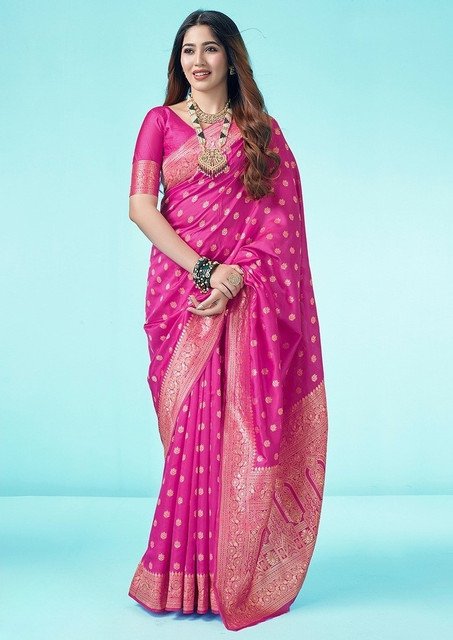 pid 67642 women s jacquard printed saree with unstitched blouse 5 5 mtr pink 1.jpg pid 67642 women s jacquard printed saree with unstitched blouse 5 5 mtr pink 1.jpg