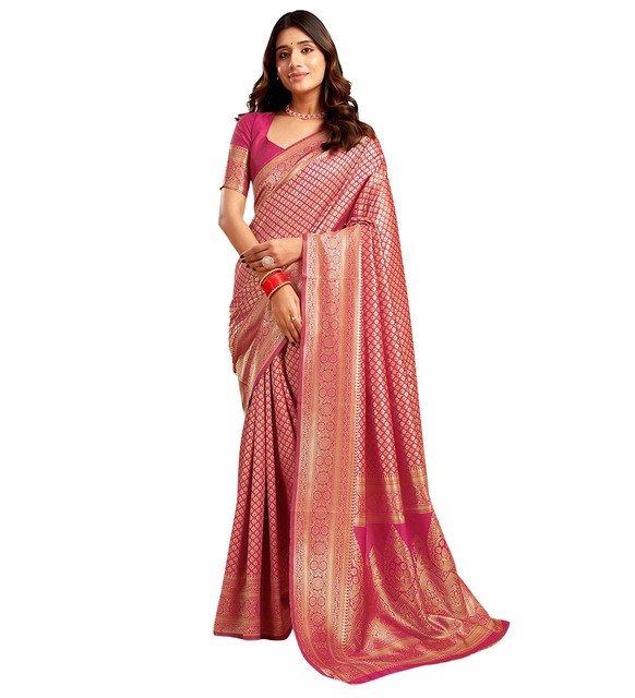 pid 67651 women s jacquard printed saree with unstitched blouse 5 5 mtr pink 2.jpg pid 67651 women s jacquard printed saree with unstitched blouse 5 5 mtr pink 2.jpg