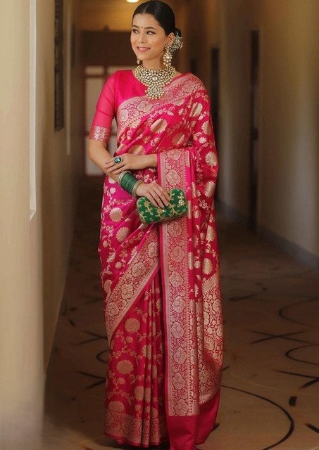 pid 67654 women s jacquard printed saree with unstitched blouse 5 5 mtr pink 1.jpg pid 67654 women s jacquard printed saree with unstitched blouse 5 5 mtr pink 1.jpg