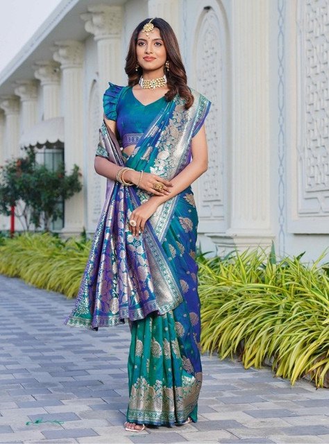 pid 67658 women s jacquard printed saree with unstitched blouse 5 5 mtr rama 1.jpg pid 67658 women s jacquard printed saree with unstitched blouse 5 5 mtr rama 1.jpg