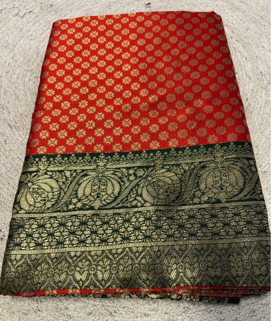 pid 67678 women s jacquard printed saree with unstitched blouse 5 5 mtr orange 1.jpg pid 67678 women s jacquard printed saree with unstitched blouse 5 5 mtr orange 1.jpg