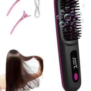 pid 67818 plastic cordless hair straightener brush black pink 1.jpg